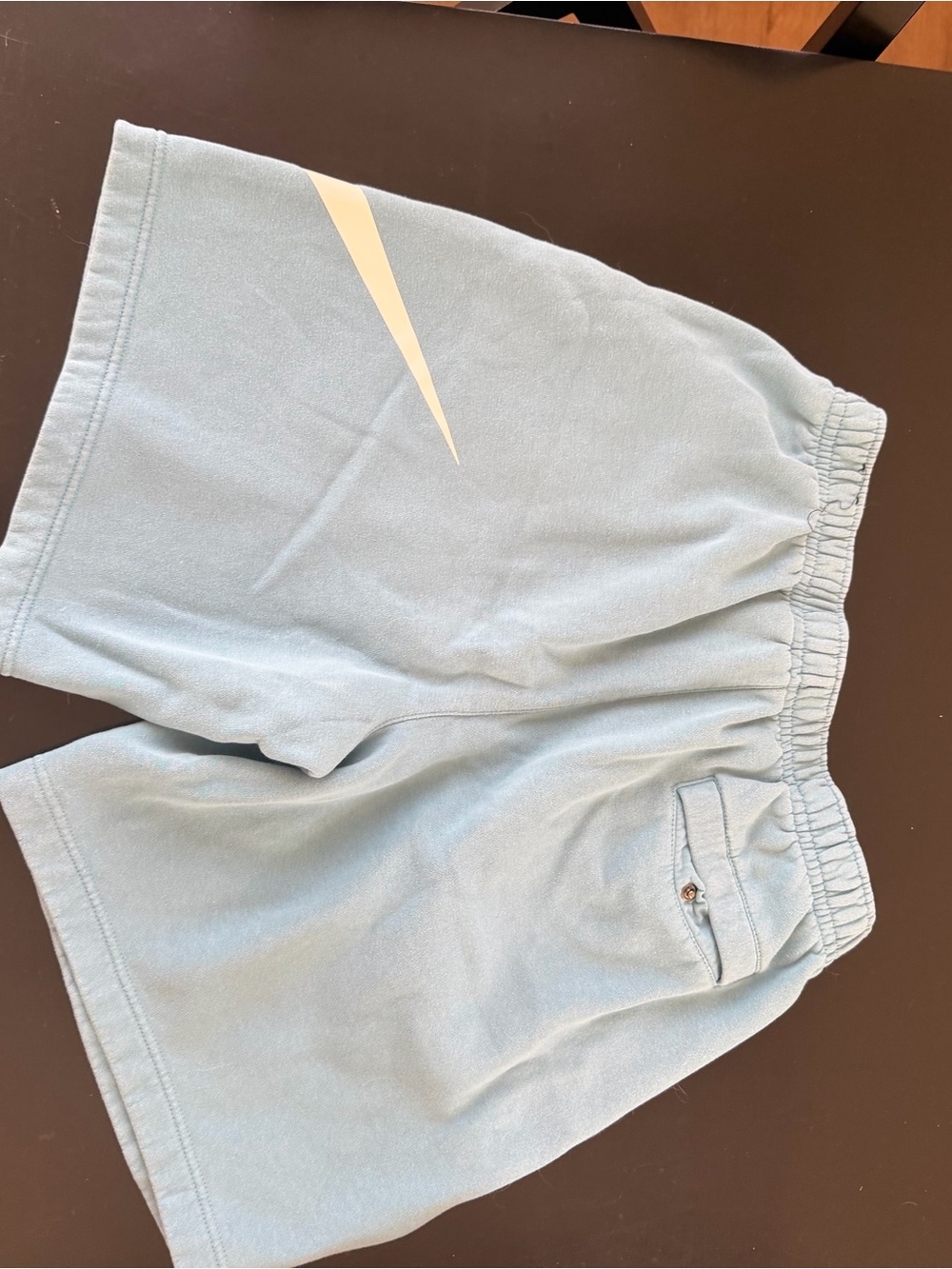Nike Men’s Pale Blue Athletic Fleece Shorts with White Swoosh - Picture 3 of 3
